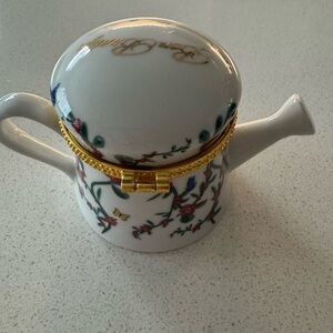 Floral Ceramic Teapot Trinket Box